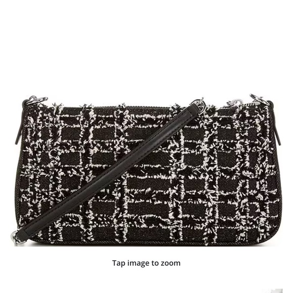 NWT MICHAEL KORS Empire Medium Frayed Denim Chain-Link Pochette Shoulder Bag - Picture 2 of 12